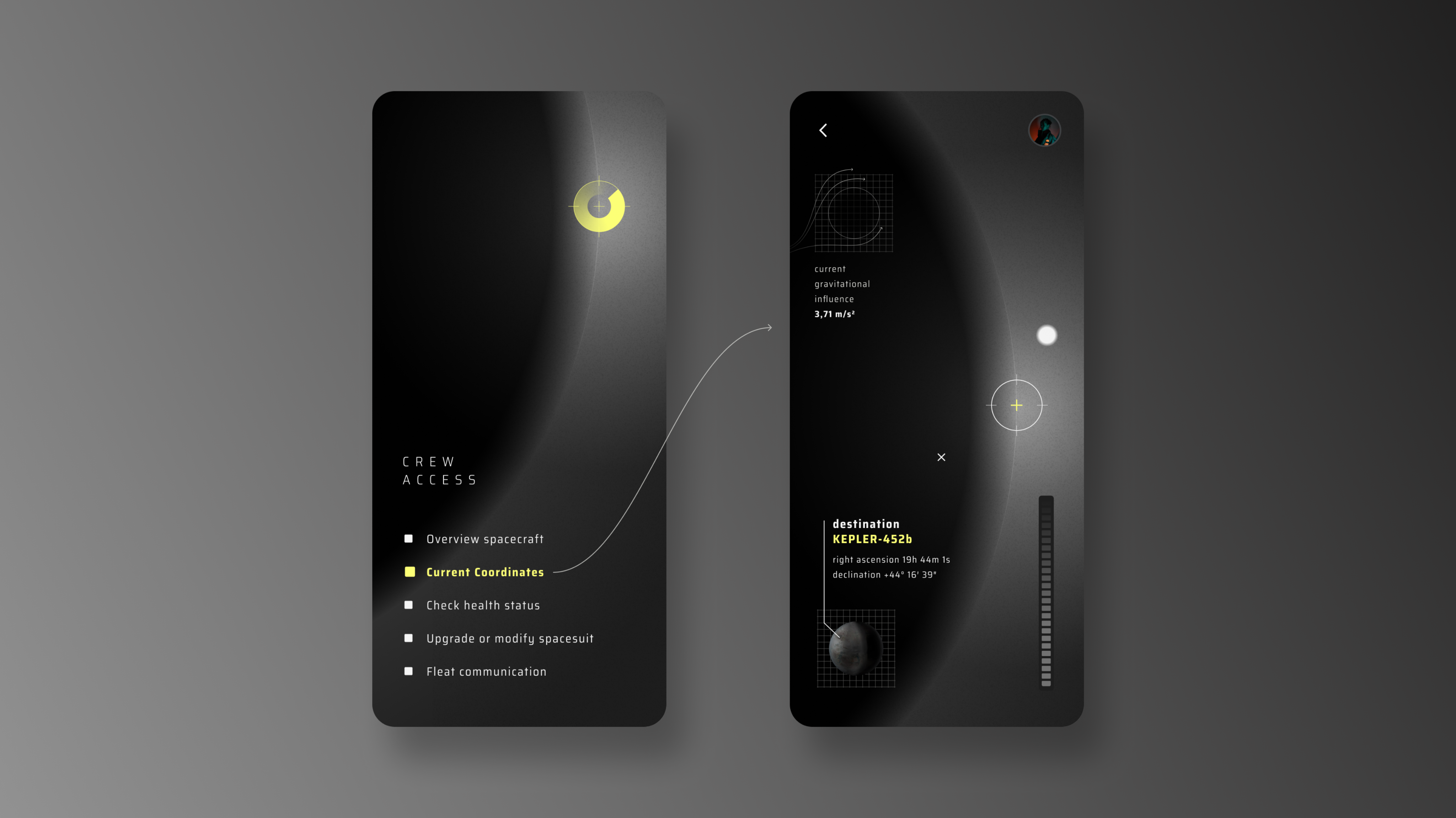 Vision Design project preview — dark UI concept for a mobile application